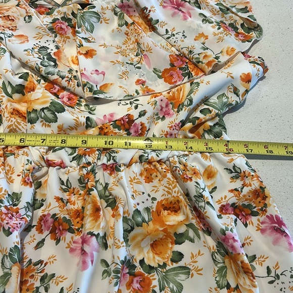 One Shoulder Colourful Midi Dress Layered Ruffle Floral Print Size XL - Picture 9 of 16